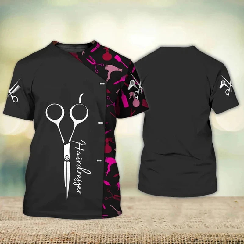 Hairdresser  Men's Fashion 3D Printed T-shirt Casual Fun Short Sleeve Barber Men's Graphic T-shirt Tees Y2k Tops Mens Clothing