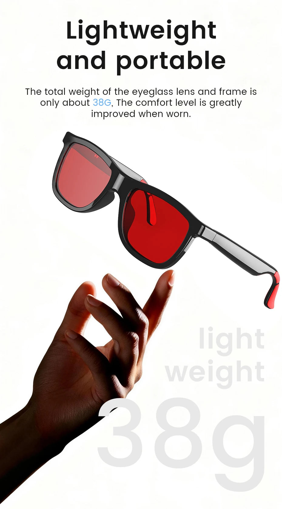 Smart Audio Glasses Voice Calls and Listening To Music Electrochromic Lenses Magnetic Charging Light and Convenient Smartglasses