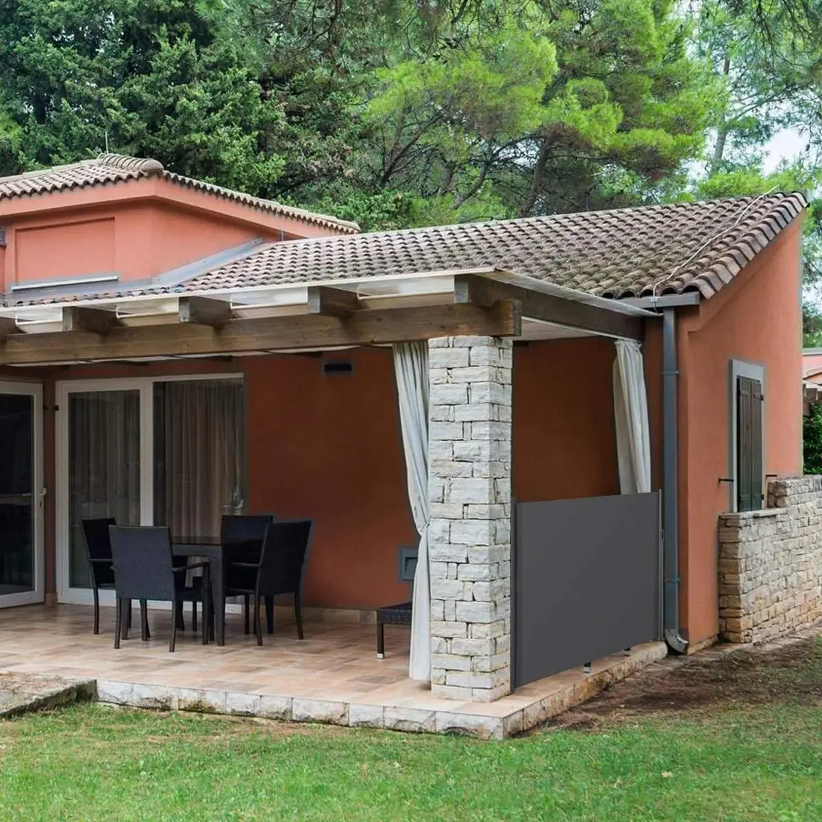 Retractable Side Awning Outdoor Patio Pool Water Repellent Garden Terrace Sun Shade Screen Privacy Divider Deck Wind Fence