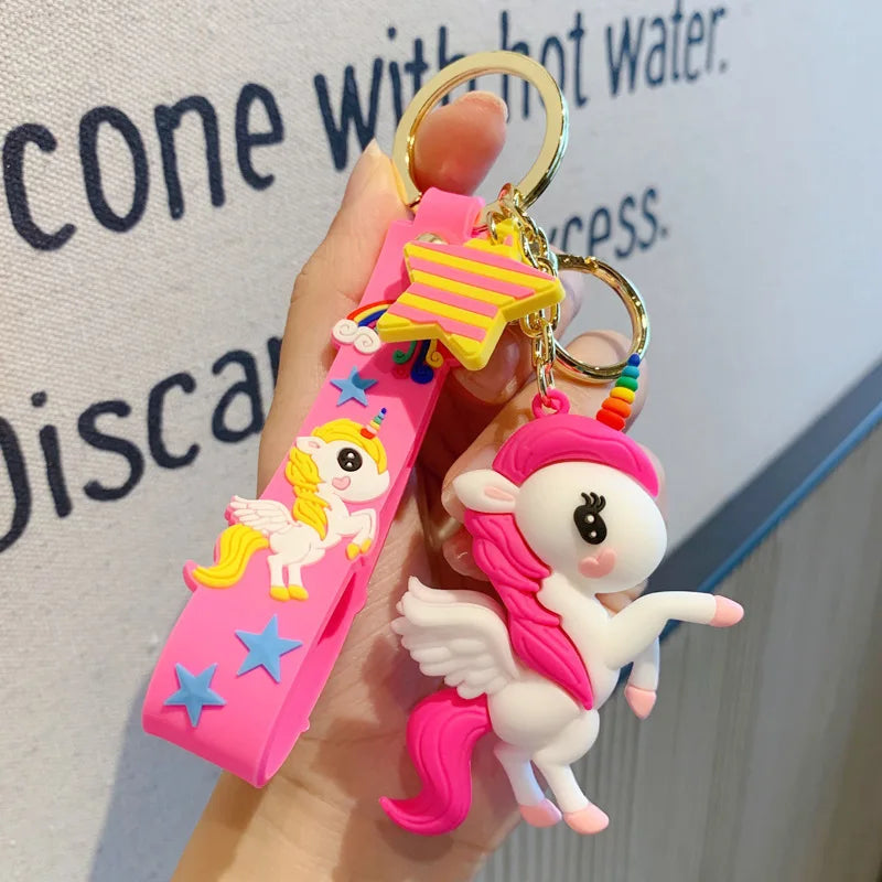 Cartoon Rainbow Horse Key Ring Cute Unicorn Car Keychain Pendant Fashion Creative Trend Bag Pendant Gift Key RingGiftAccessories