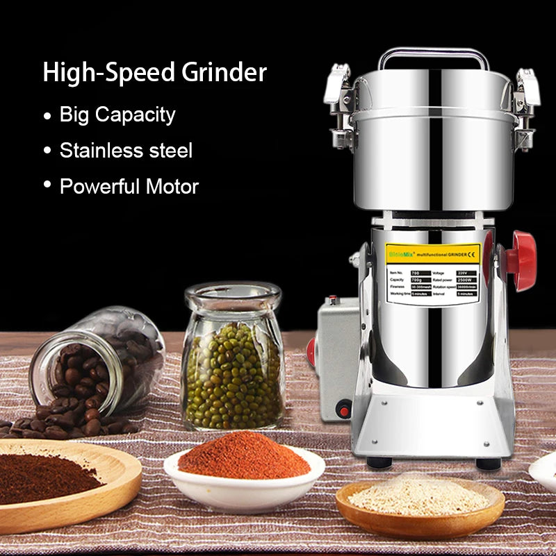 BioloMix Trockenfutter-Mühle 800g 700g - Getreide-, Gewürz-, Kräuter-, Müsli-, Kaffeemühle zum Zerkleinern von Mehl und Pulver