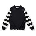 280G Heavyweight Dual Yarn Cotton Spring Fall Fashion Zebra Stripe T-shirt Men's Long Sleeve Casual Loose Tee Premium Basic Tops
