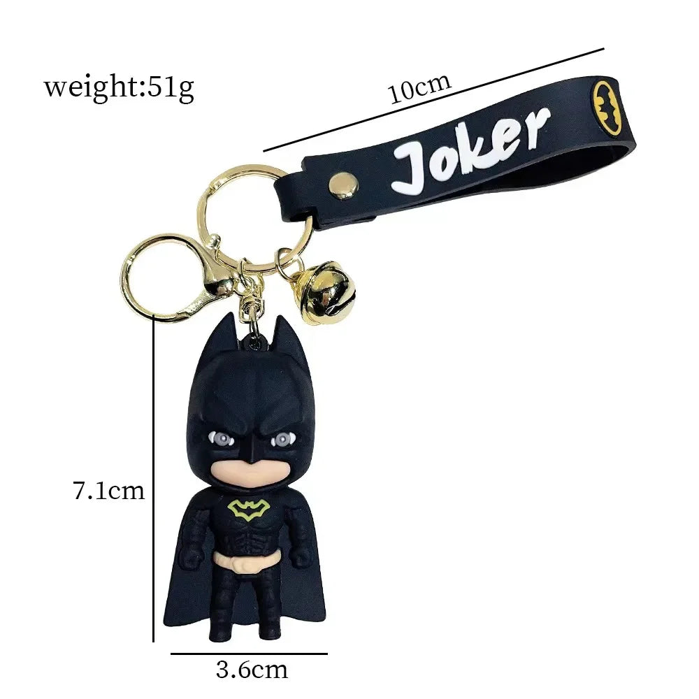 Cute Cartoon Keychain PVC Soft Rubber Animel Batman Joker Doll Pendant Ornaments Gift