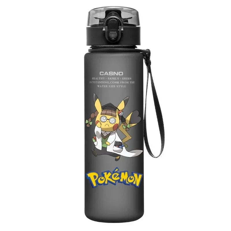 560ML Pokemon Water Cup Pikachu Mewtwo Gengar Portable Plastic Cartoon Outdoor Sports Large Capacity Travel Hiking Water Bottle