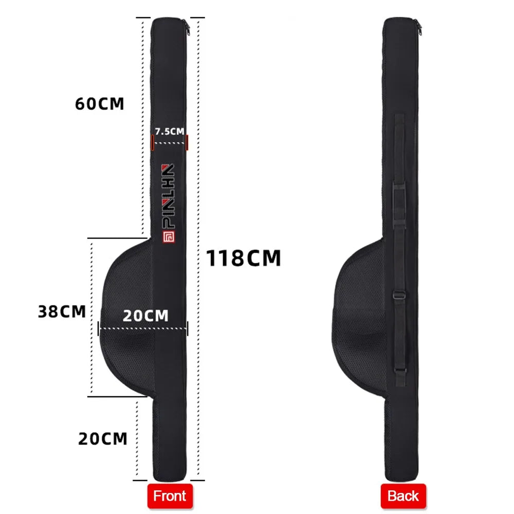 New Portable Fishing Rod Bag Folding 118/128cm Fishing Rod Case With Shoulder Strap Fishing Pole Reel Bag