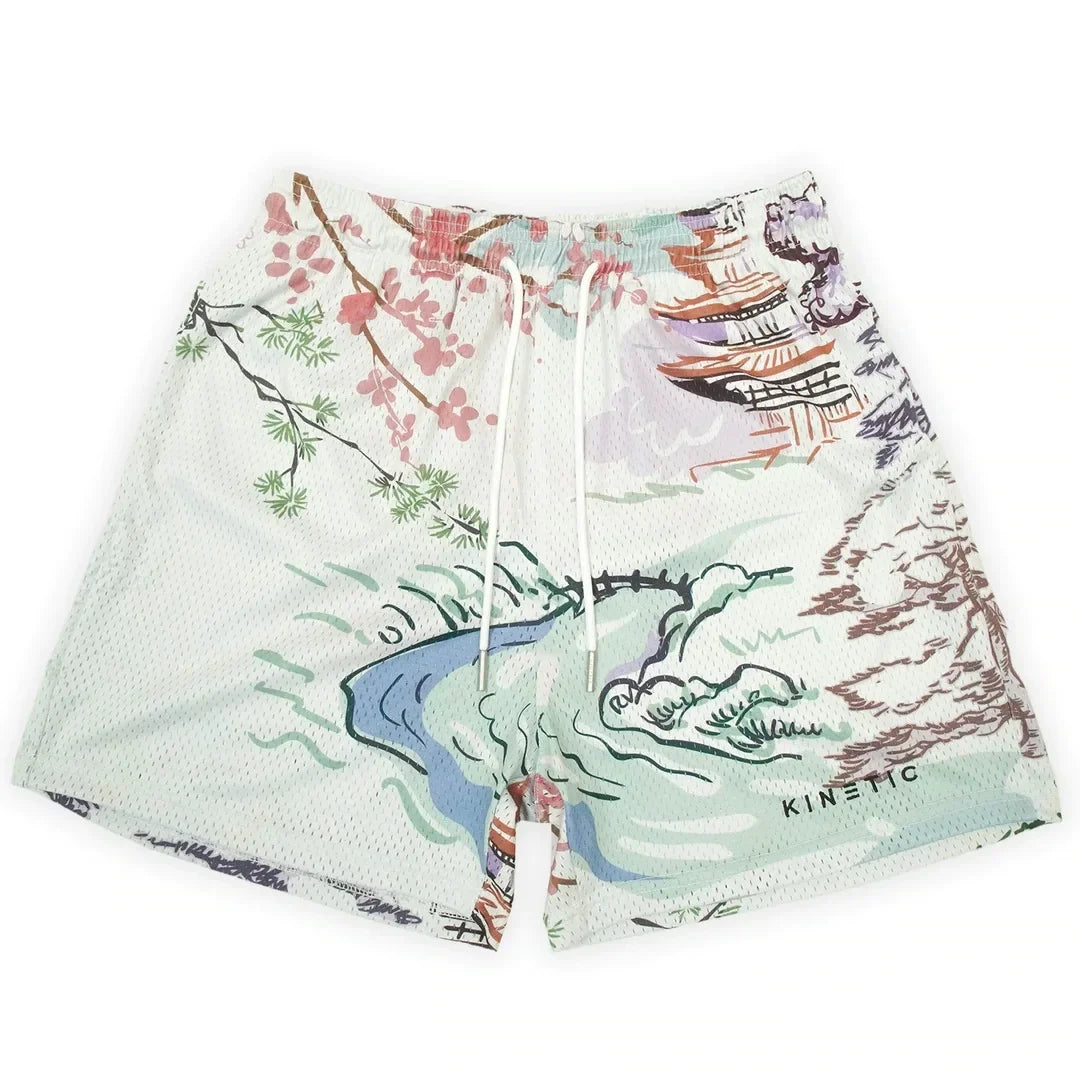 Summer New men short pant Rose Design Casual Shorts Street Hip Hop Fitness Polyester Fast Dry Breathable Embroidery Men Shorts