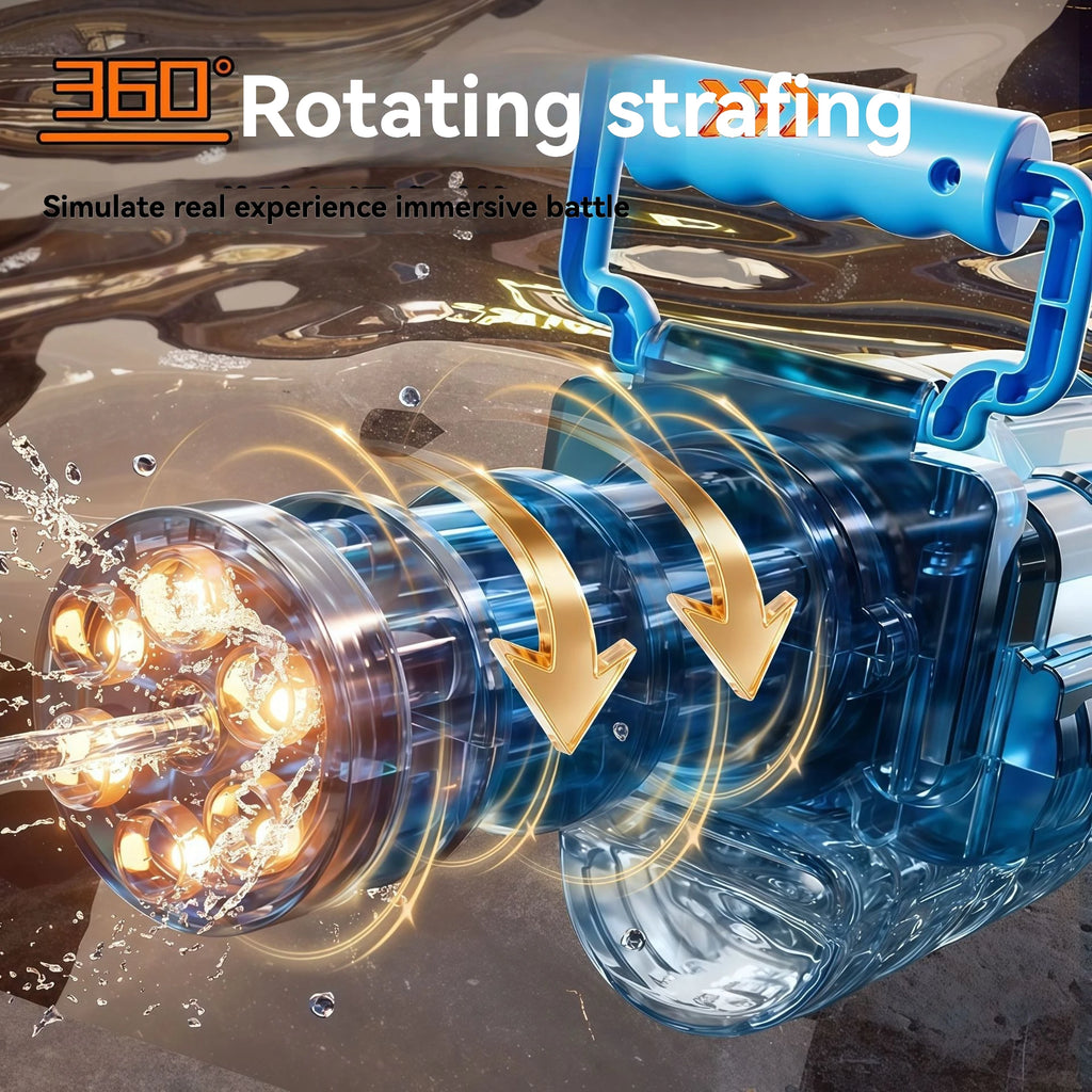 2026 New Flash Gatling Electric Repeating Water Gun Children's Toy Boy Rotating Strong Summer Water Spray Gun