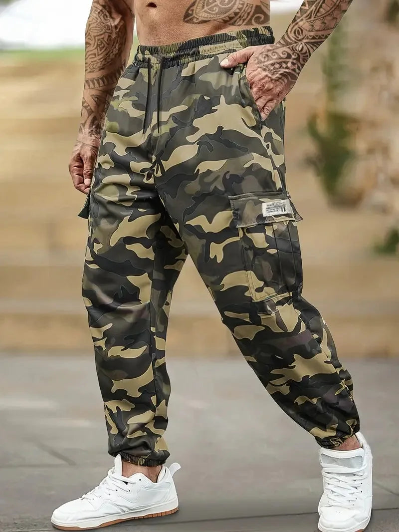 Men's Cargo Pants Multi-Pockets Camouflage Trousers Autumn Lightweight Casual Sweatpants Outdoor Work Hiking Legged Pants Male