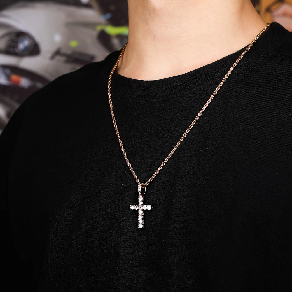 TOPGRILLZ Hip Hop Pico Harvey Cross Pendant Necklaces Micro Pave AAAA+ CZ Necklace 18'' 20'' 24" 30" Link Dropping