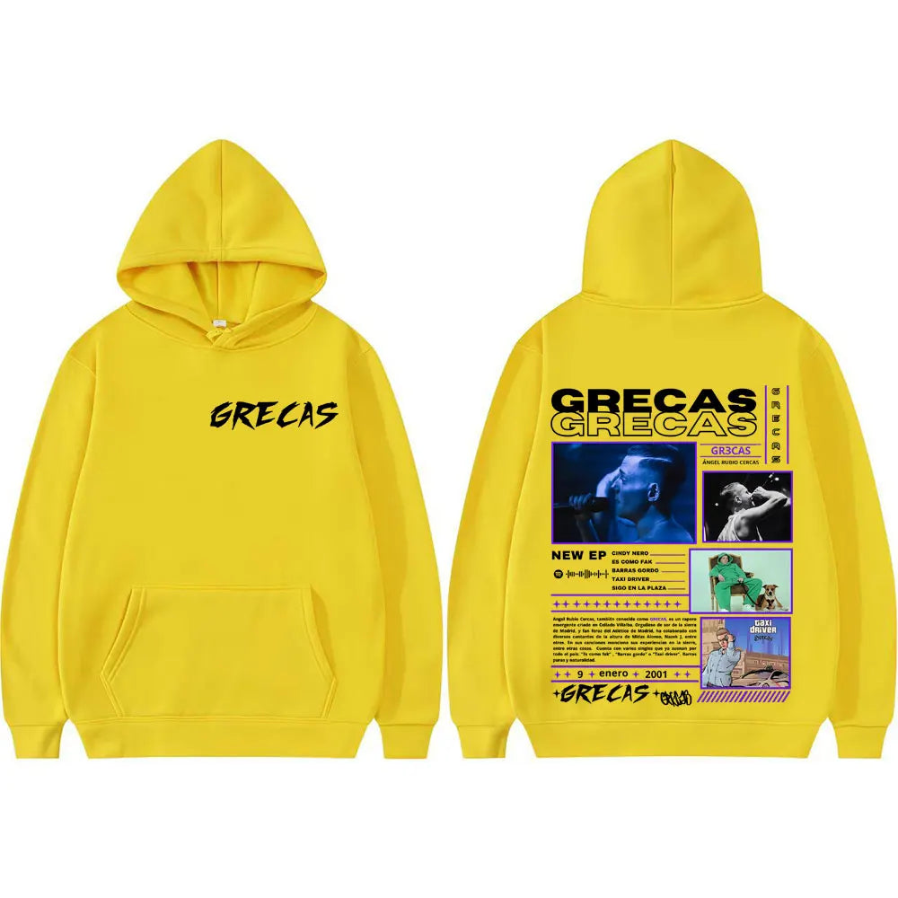 Rapper Grecas Album Tour 2025 Graphic Hoodies Men Women Harajuku Street Hip Hop Hoodie Loose Vintage Long Sleeve Sweatshirt Tops