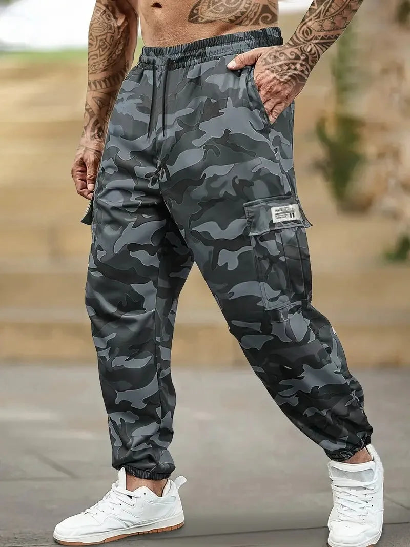 Men's Cargo Pants Multi-Pockets Camouflage Trousers Autumn Lightweight Casual Sweatpants Outdoor Work Hiking Legged Pants Male