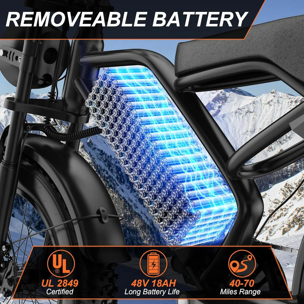 AOVOPRO AOVOWHEEL AP20(AW2PRO) Electric Bike 1500W 20" Fat Tire 31mph Top Speed 70 Miles Range for Road Sand Mountain Snow Electric Motorcycle