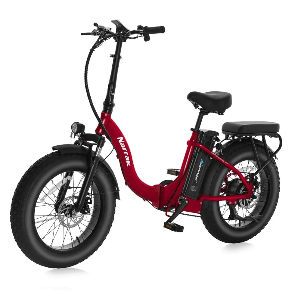 Fat Tire Folding Electric Bike 48V 624Wh Removable Battery 1100W Motor 20mph Suspension Step-Thru Frame, Custom