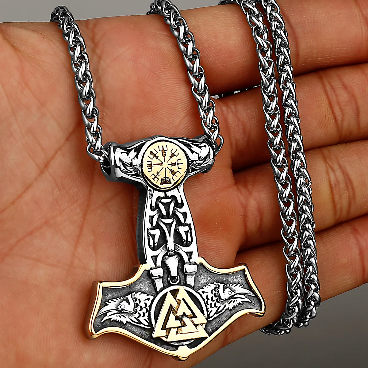 Original Viking Stainless Steel Thor Hammer Multiple Styles Domineering Unisex Necklace Pendant Boyfriend Gift Wholesale