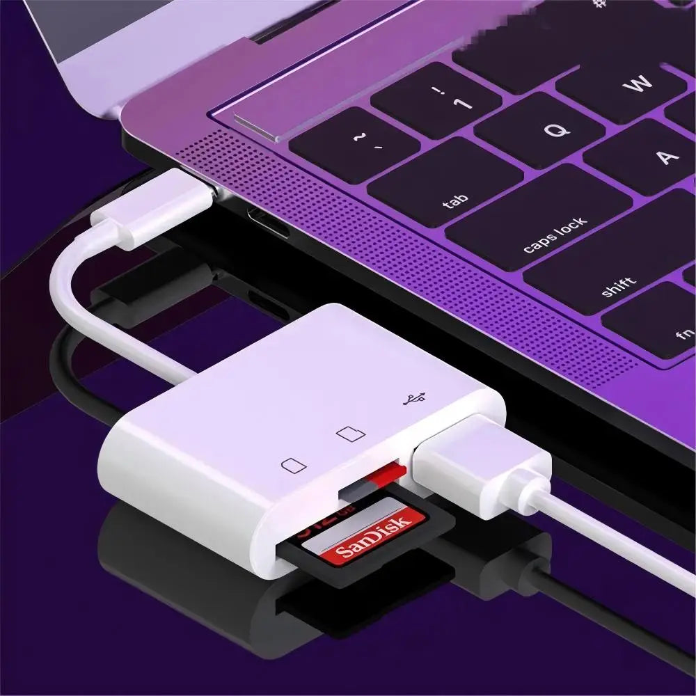 3-in-1 Type-C SD TF Card Adapter USB Camera Reader Compatible with iPad USB Security Keys Card Readers