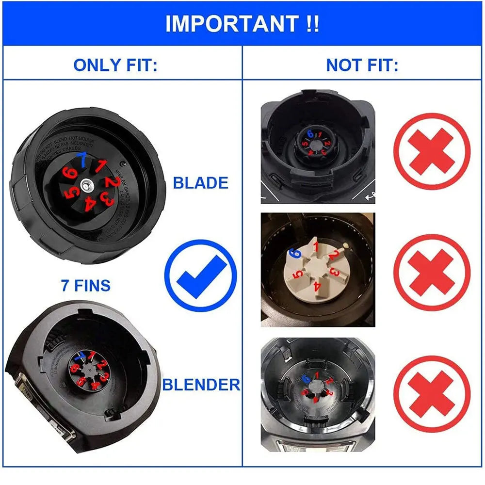7 Fins Extractor Blades for Blender Replacement Parts with Washer Rubber for Nutri  BL486 BL642 N102 BL682