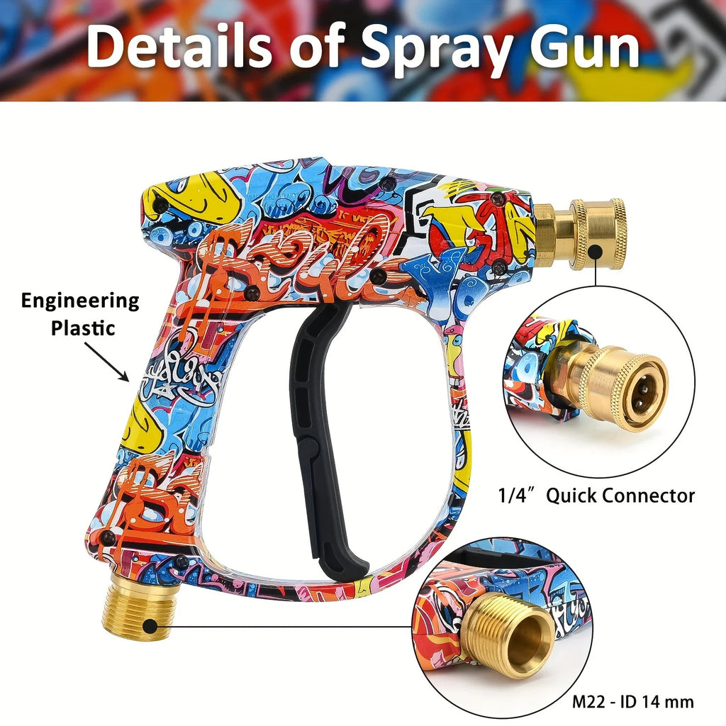 2175psi High-Pressure Water Gun Beautiful Graffiti Painting Optional 1L Foam Cannon 1/4 Quick Nozzle Set Rubber Nozzle Bracket