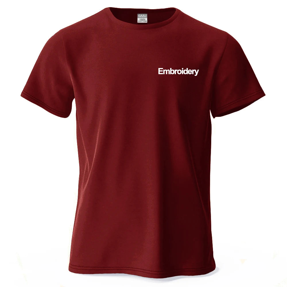 Custom Embroidery T Shirt Premium 100% Cotton T shirt Diy Your Own Design Brand Company Team Pet Animal Logo Men Women Tee Tops