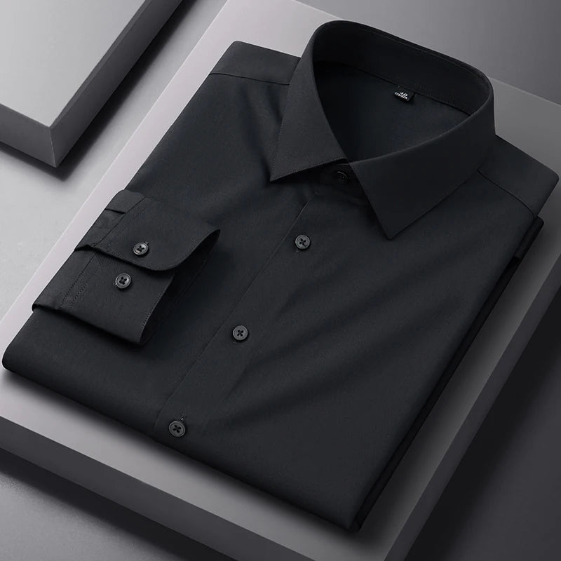 Bamboo Fiber Anti-Wrinkle Mens Shirts Long Sleeve Dress Shirts For Slim Fit Camisa Social Business Blouse White Shirt S-7XL 8XL