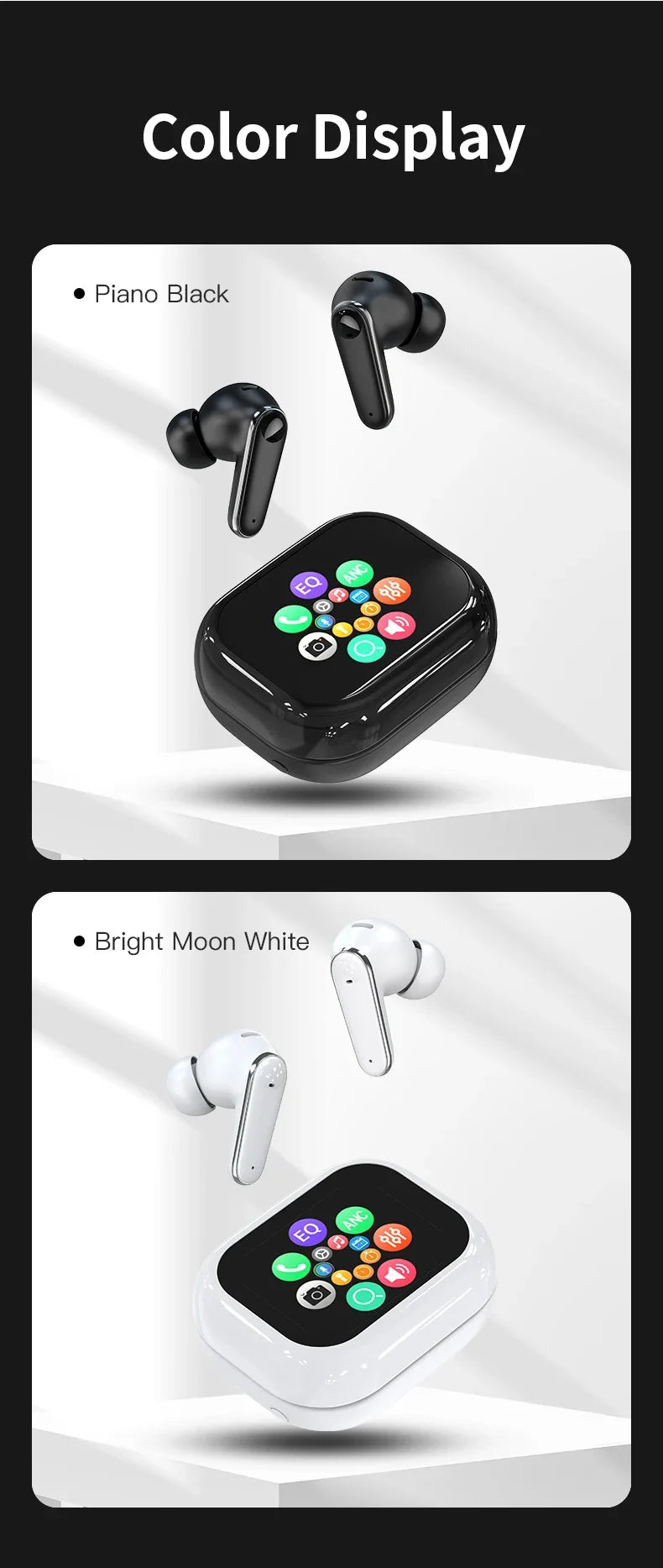 Smart Touch Screen Headphones 144 Languages Real Time Translation Bluetooth Earphone 6 Mic ANC ENC Cancelling Wireless Earbuds