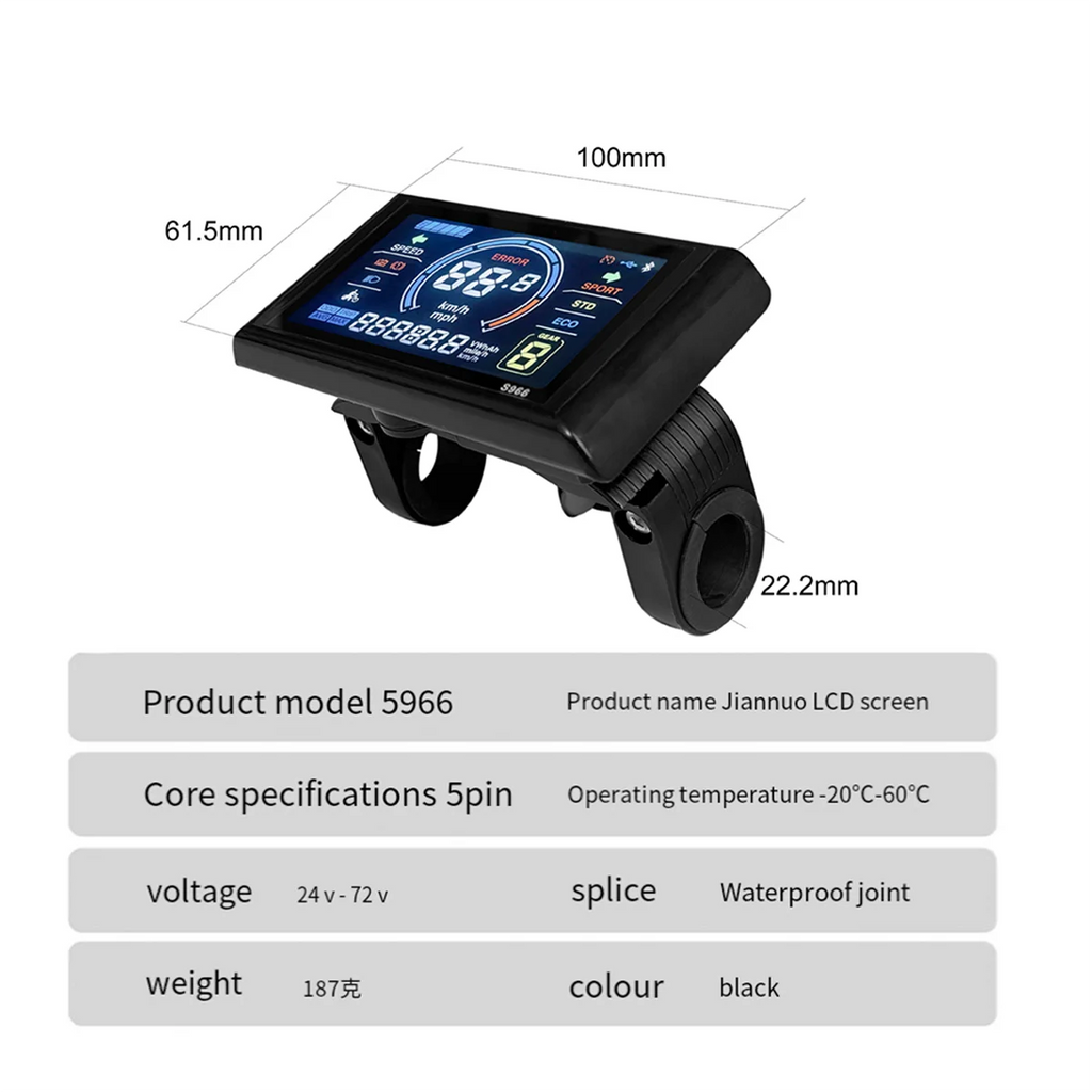 A26P 24-72V E-Bike LCD-S966 Colorful Display Control Panel with NFC Function Waterproof Plug Electric Bicycle Accessories