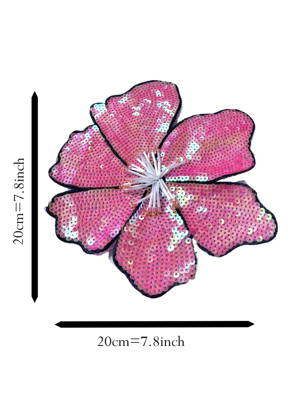 1 Piece 20CM Shining Red Orange Blue Golden Silver Pink Sequins Beads Sew Flower Patch for Evening Dress Swimsuit DIY Applique