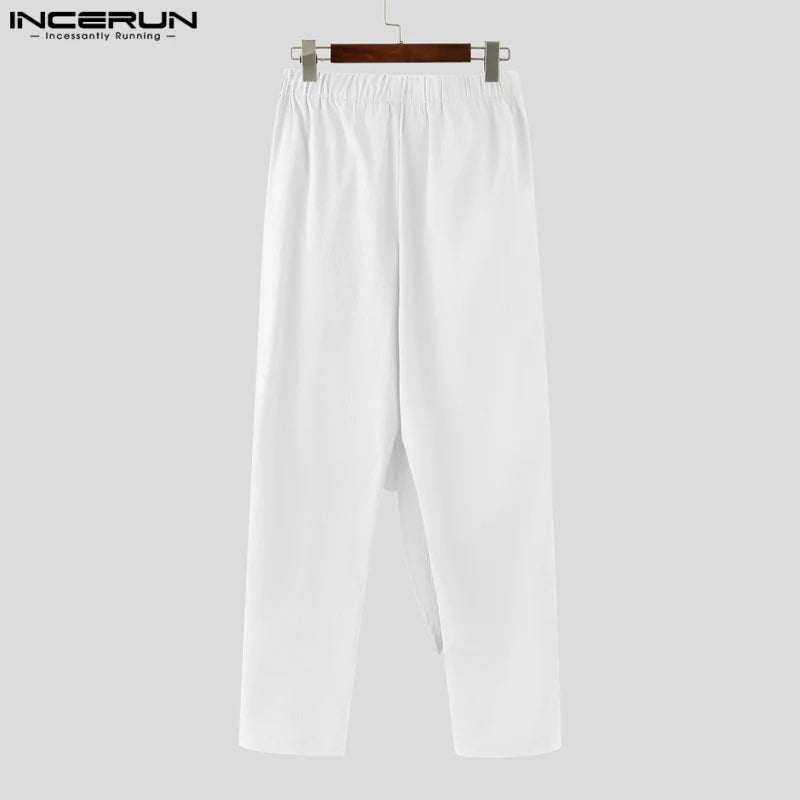 Mode INCERUN Somer Lente Mans Informele Broek Harembroek Geplooide Langbroek Straatdrag Oormaat Mansklere S-5XL
