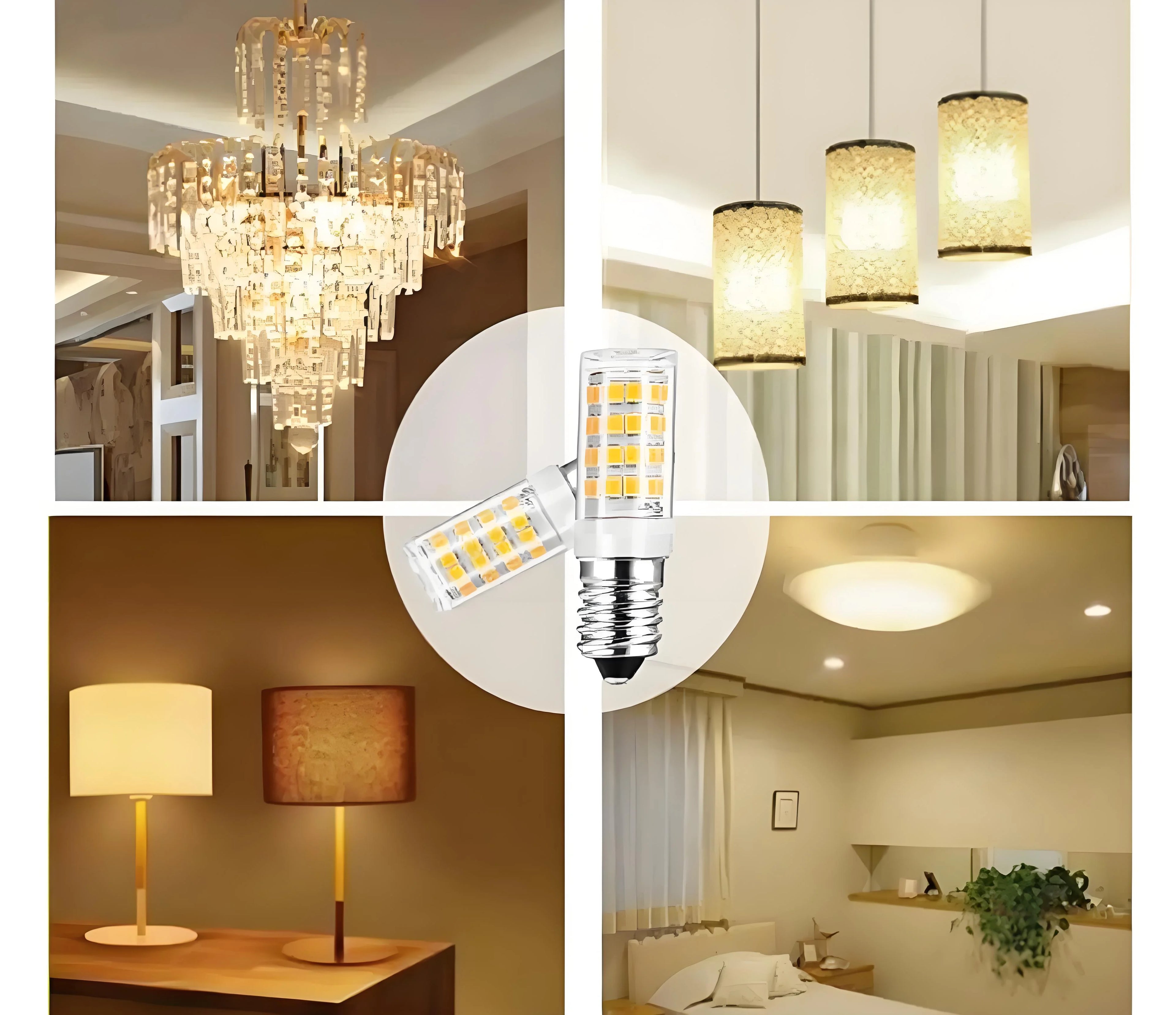 E14 LED Bulb 7W 9W 12W 15W 18W, 220V-240V Bright Mini Corn Light, 2835 SMD, 360° Beam Angle, Replace Halogen Chandelier Bulbs