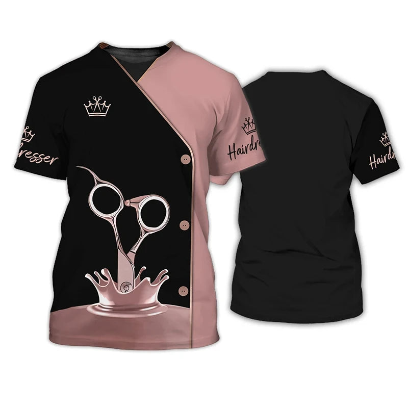Hairdresser  Men's Fashion 3D Printed T-shirt Casual Fun Short Sleeve Barber Men's Graphic T-shirt Tees Y2k Tops Mens Clothing