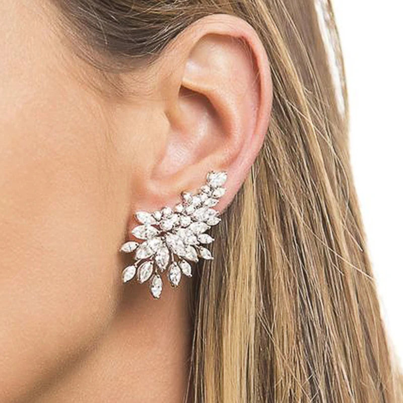 Huitan Gorgeous Women's Stud Earrings Full with Dazzling CZ Stone Sparkling Ear Piercing Earrings Party Jewelry Drop Shipping