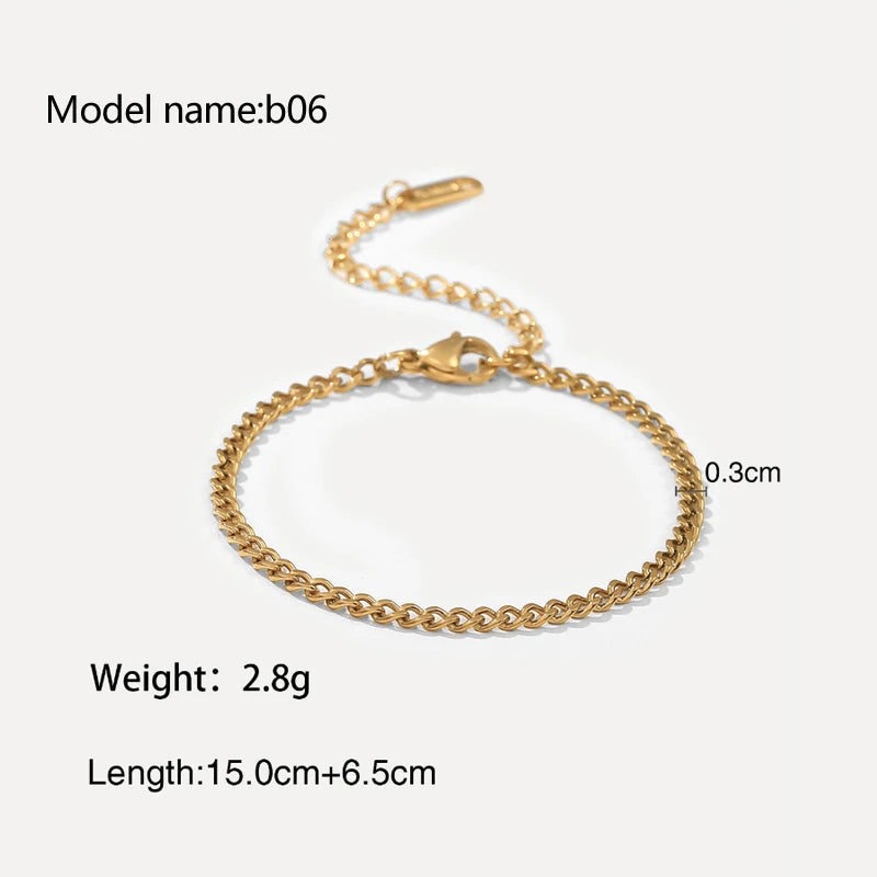2026 Classic Snake Chain Bracelets Women Trend Gold Plated Stainless Steel Cuban Chain Bracelet Trendy Female Gifts Jewelry