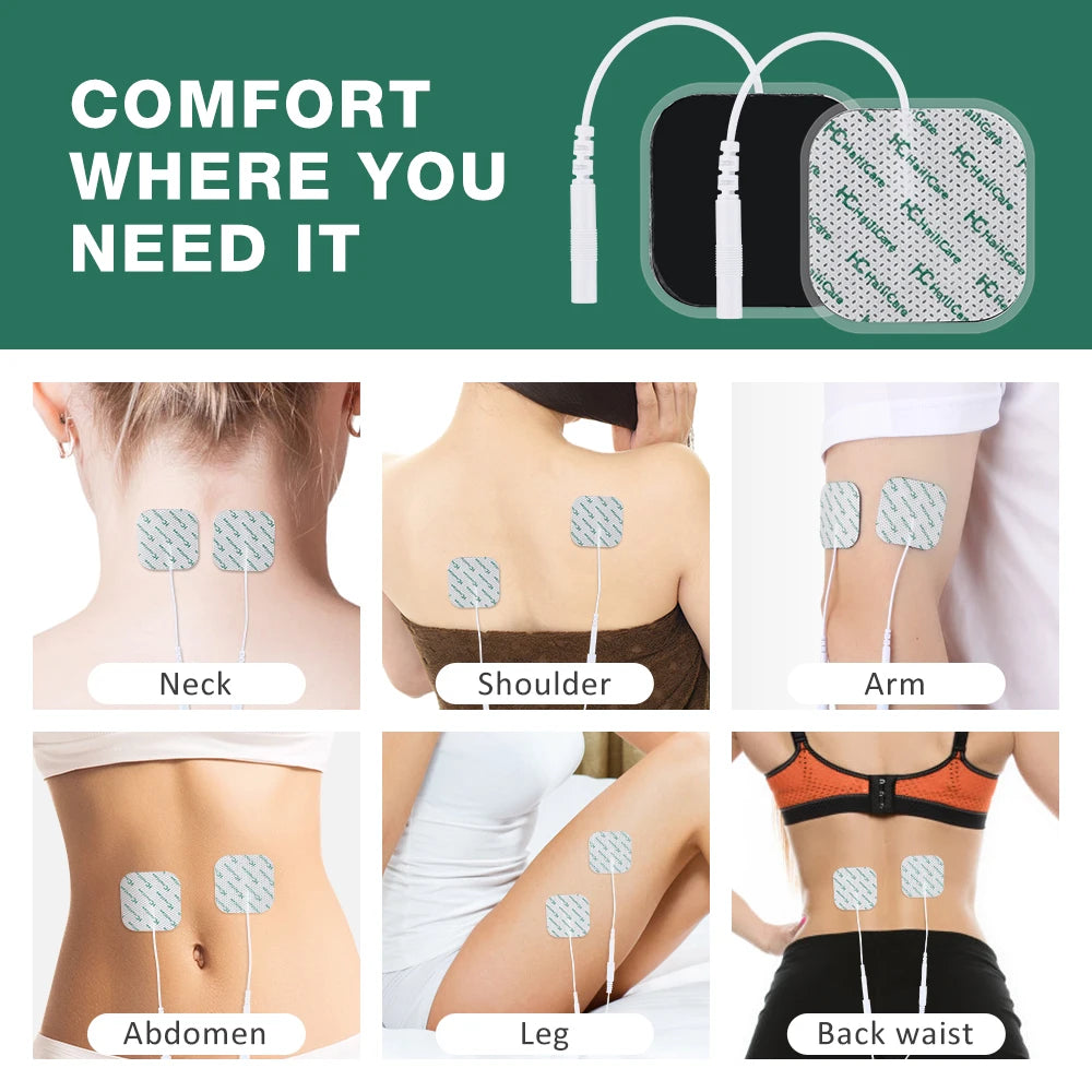 Hailicare 10pcs Replacement Electrode Pads for Tens EMS Massager Self Adhesive Gel Electrode Patches Reusable 4x4cm/5x5cm