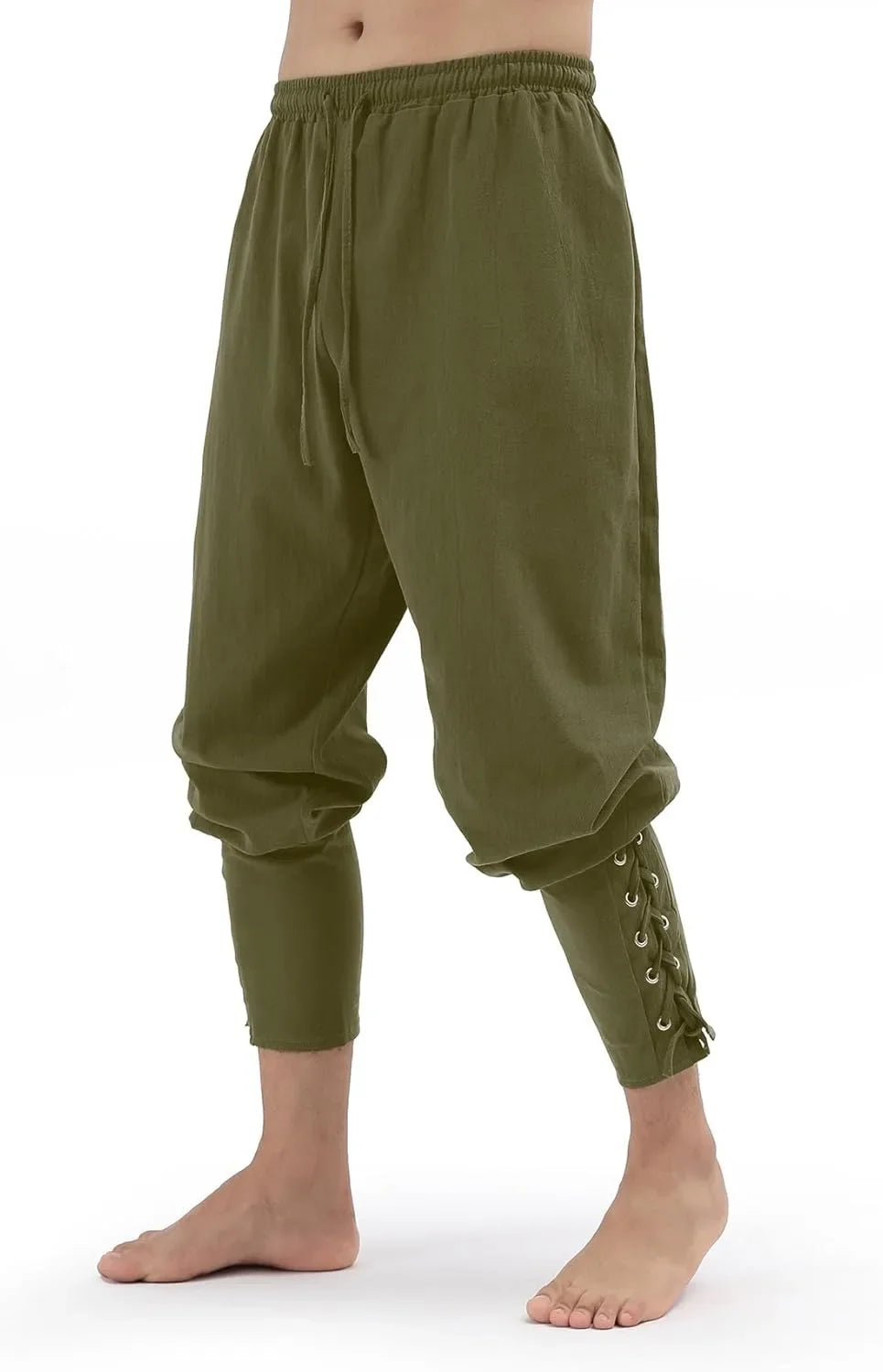 Men's Spring Summer Vintage Men's Medieval Viking Cotton Linen Trousers Halloween Fashion Vintage Men's Bottoms