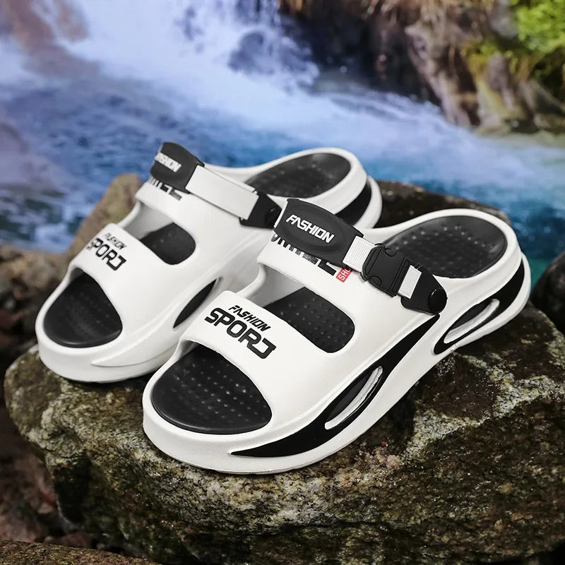 Sommer Herren-Pantoletten Strand-Sandalen, lässige rutschfeste weiche Sohle Outdoor-Slipper für den täglichen Gebrauch