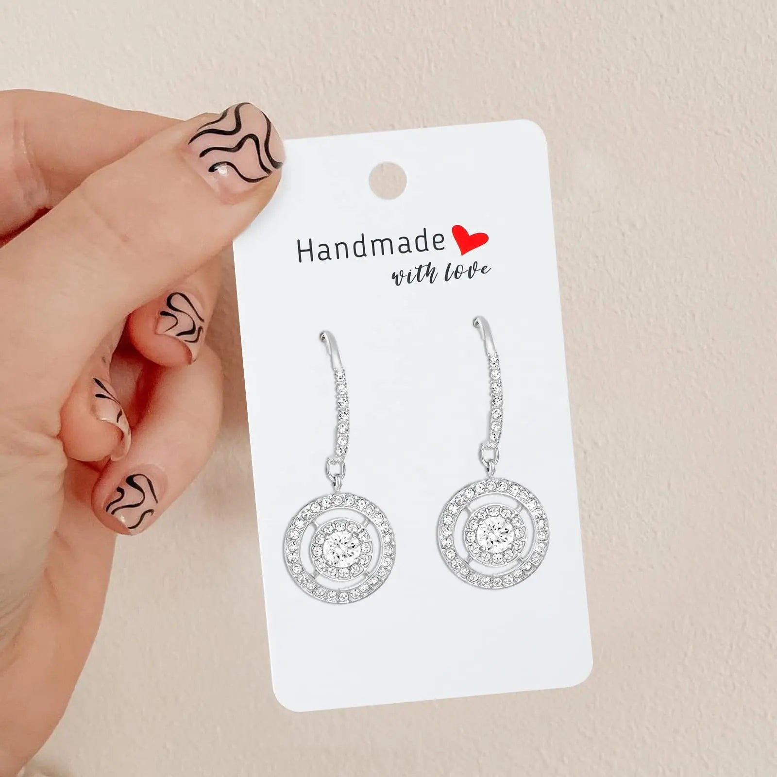 50pcs 5x9cm Earring Display Cards Handmade with Love Holders for Ear Stud Jewelry Selling Small Business Packaging Supplies