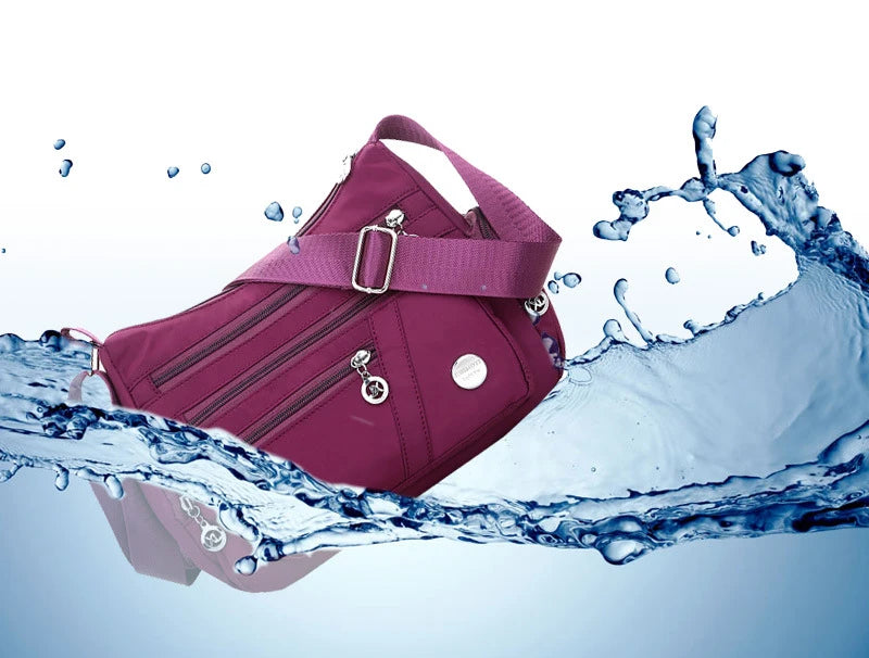 Large Capacity Waterproof Nylon Shoulder Bag Multi-Pocket Crossbody Bag Female Bag Shopping Travel Lady Handbag Leisure Purse