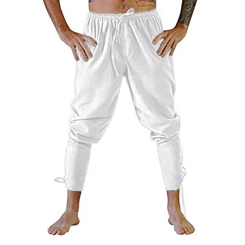 Pirate Pant Viking Costume for Men Renaissance Medieval Pants Drawstring Shorts Halloween Costume Adult Cosplay