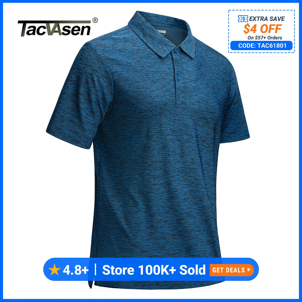 TACVASEN Mens Summer Casual Polo Lightweight Dry Fit Golf Shirts Moisture Wicking Sports Polo Shirt Workout Tees Work Shirts