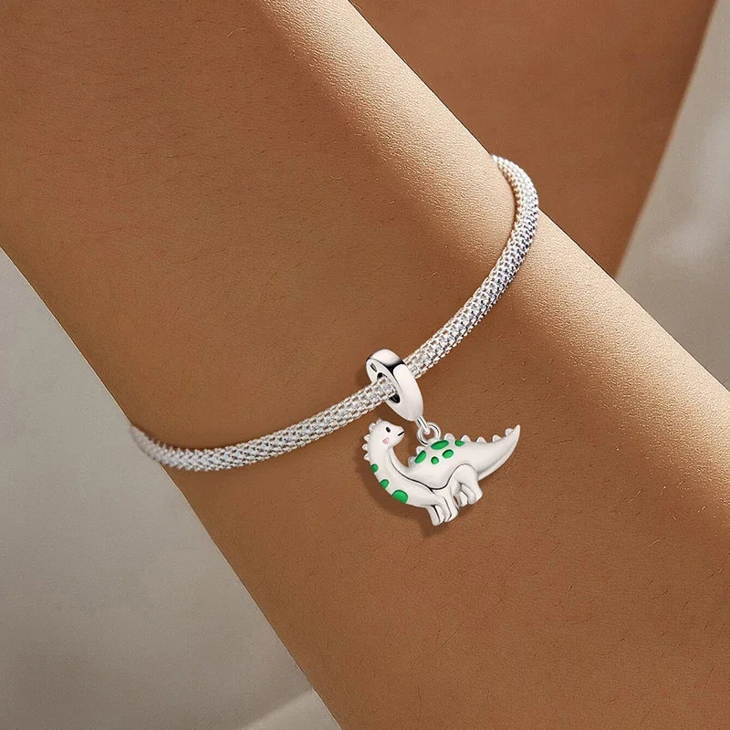 925 Sterling Silver Owl Dinosaur Panda Chameleon Cute Charm Bead Fit Diy Bracelet Bangle Making Gift of High Quality Jewelry