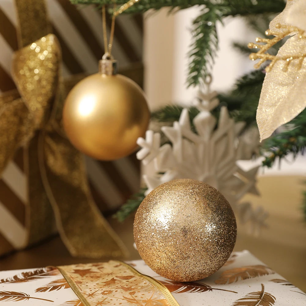 24Pcs/Box 3-4cm Christmas Balls Christmas Tree Ornament Ball Xmas Hanging Tree Pendant Home Party Decor New Year Gifts