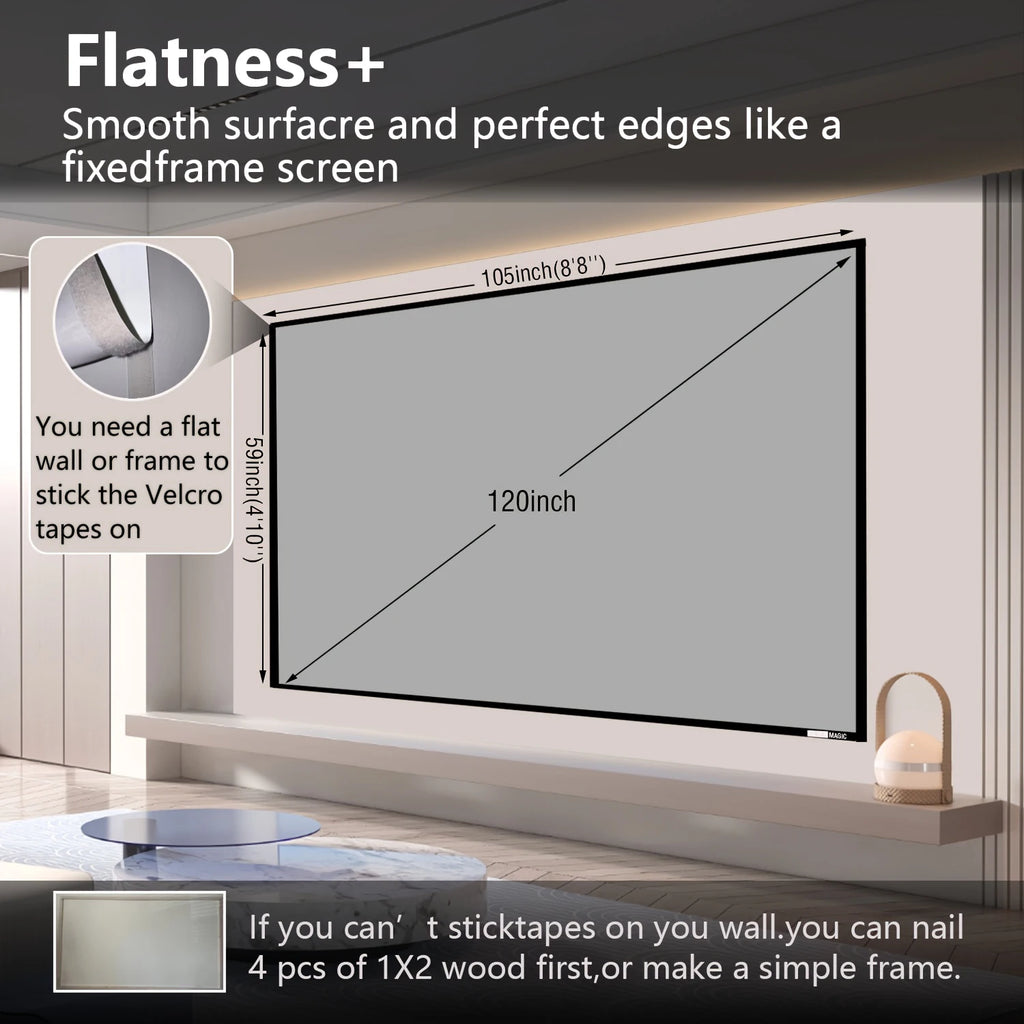 Portable Projector Screen 16:9 Foldable Projection Screens Home Cinema House Indoor Outdoor Theater 4K HD 1080P Anti Light Flat