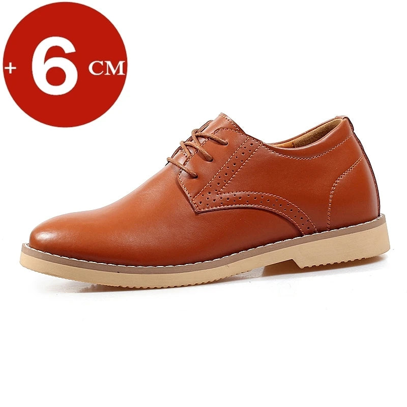 Elevator Shoes Men Genuine Leather Shoes Wedding Business Shoes 6CM Height Increasing Lift Shoes Invisible Heighten Footwear