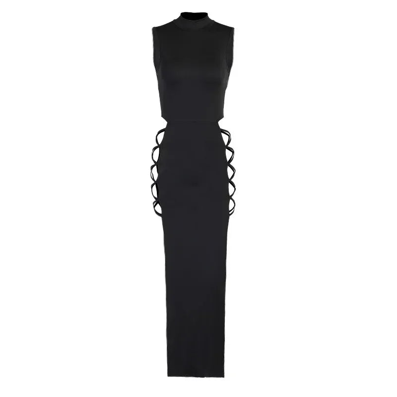 Elegant Black Sleeveless Bandage Sexy Dress for Women Club Party Backless Tank Dresses Skinny Fashion Summer 2025 Платье Женское