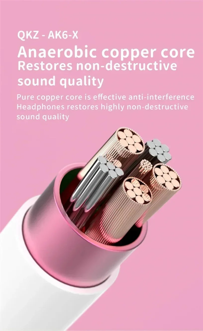 QKZ AK3 FiLe Wired Earphone with Microphone HiFi Music Monitor Bass Headphones Noise Cancelling Headset For Sport Gaming Earbuds