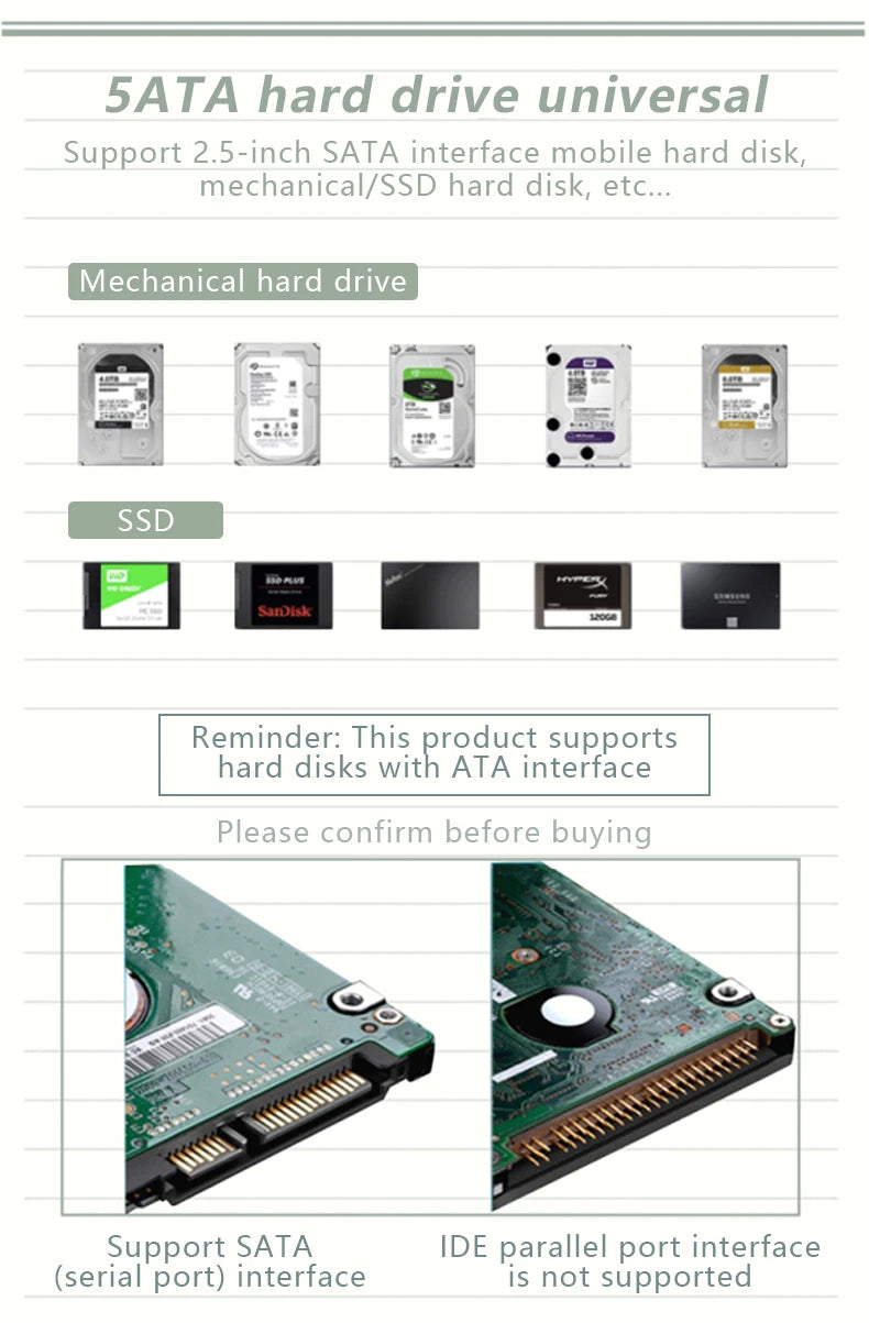 UTHAI T46 New 2.5" External Hard Drive Enclosure, USB 3.0 SATA 5Gbps HDD & SSD  Tape Enclosure UASP for PC Notebook