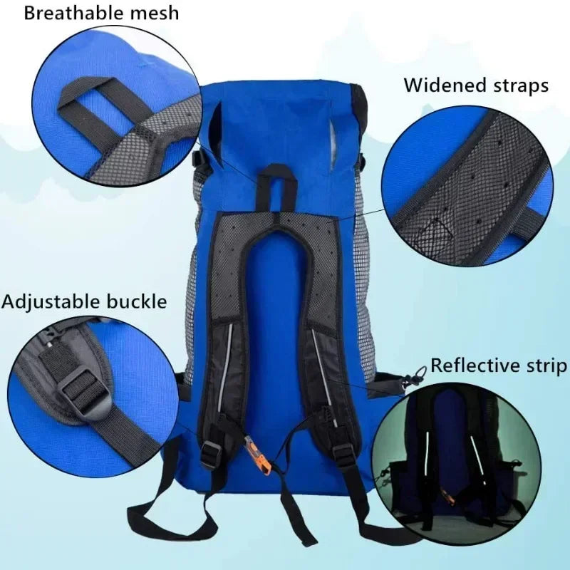 Adjustable Durable Dog Backpack Carrier Breathable Large Size Outdoor Bag Hiking Camping Travel Use for Medium Large Pet Breeds