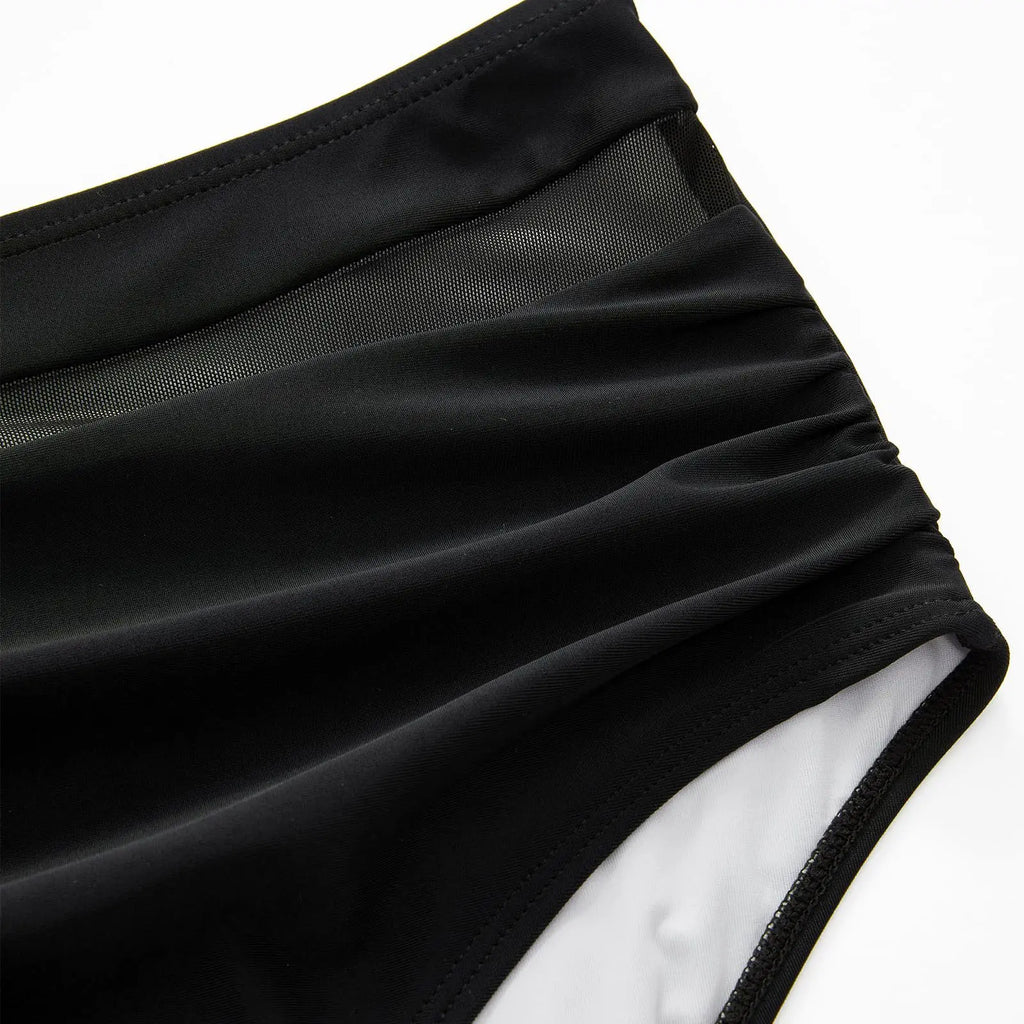 High Waist Bikini Set Sexy Push Up Swimsuit Women Black Beachwear Tummy Control Swimwear Adjustable Bathing Suit Bikinis 2024