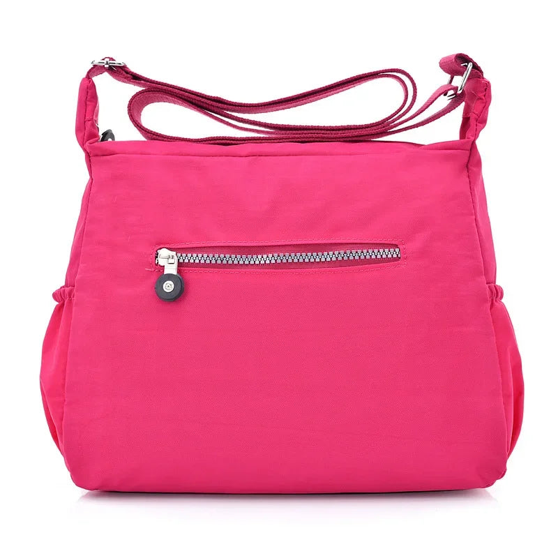 Versatile Waterproof Nylon Single Shoulder Bag for Women Lightweight Travel Crossbody Bag with Internal Zipper And Polyester Lin