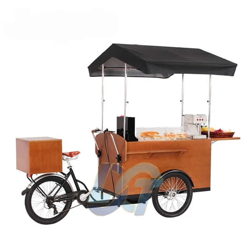 Coffee Bike Electric Mobile Coffee Bike Electric Tricycle Coffee 3-Wheel Business Bicycle Tricycle Fast Food Cart Food Bike