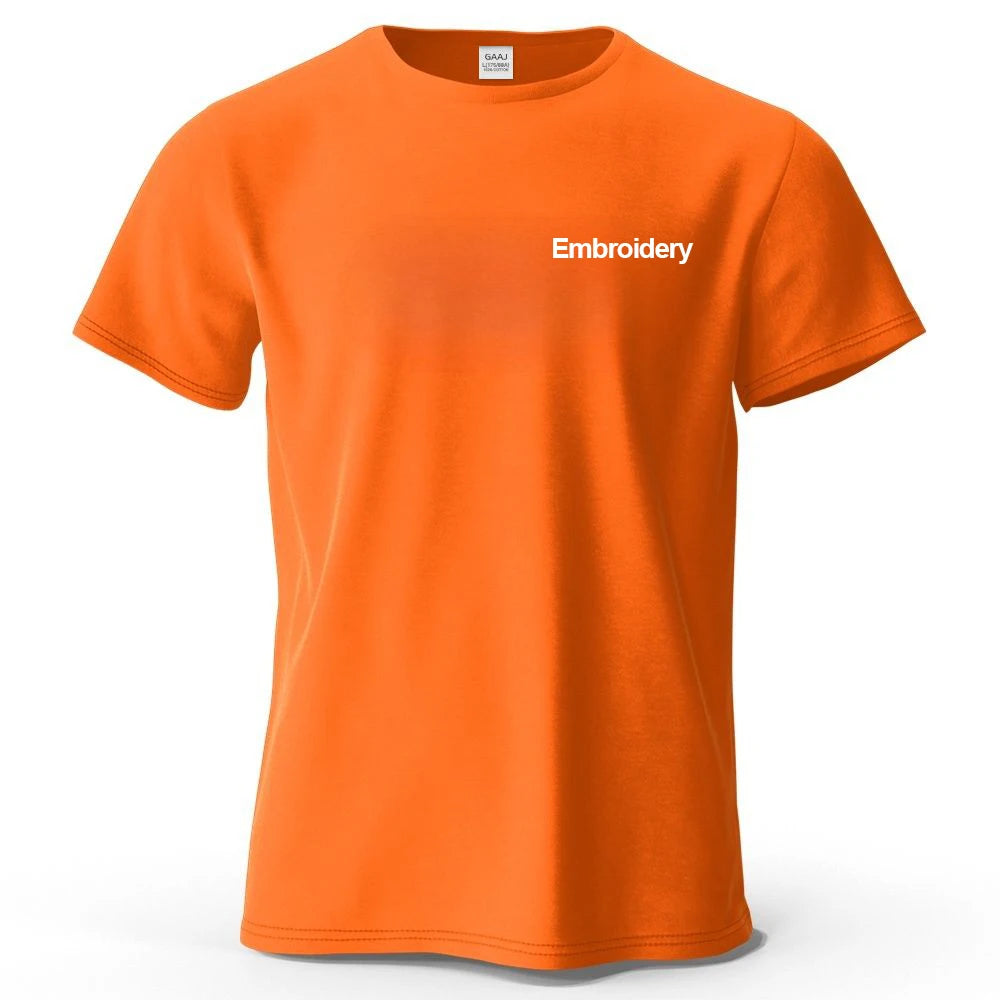 Custom Embroidery T Shirt Premium 100% Cotton T shirt Diy Your Own Design Brand Company Team Pet Animal Logo Men Women Tee Tops